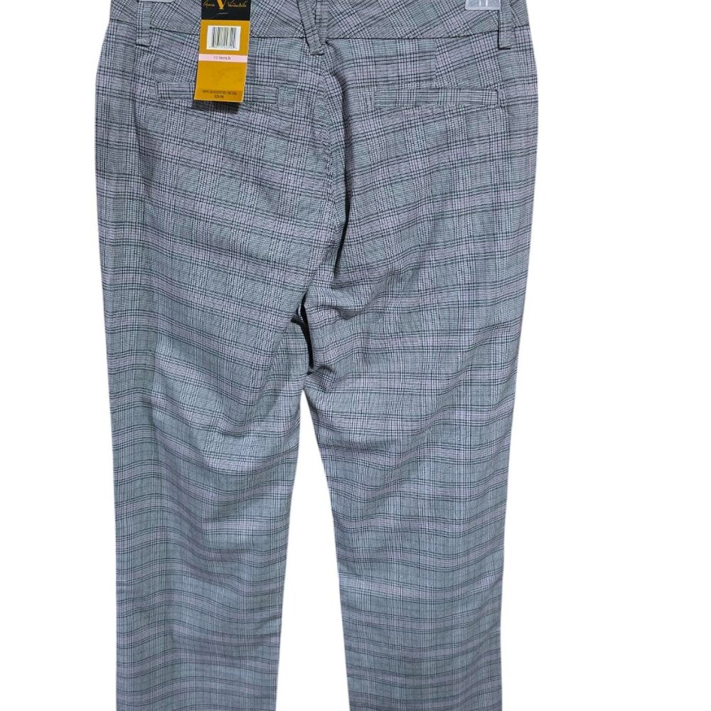 Gloria Vanderbilt Mona Gray Plaid Pants Stretch Pockets NWT - Picture 2 of 5